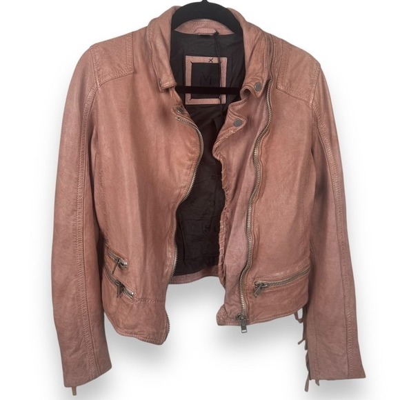 Mauritius Pink Fringe Lamb Leather Jacket Womens Size 6 Western Boho Coat NEW - Picture 12 of 16